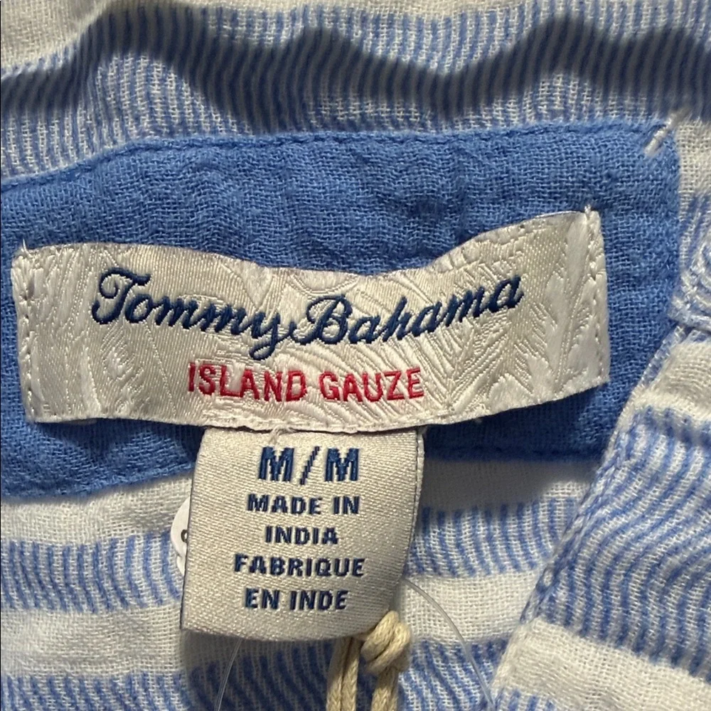 Tommy Bahama Blue and White Striped Short Sleeve Tee - Picture 2 of 2